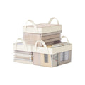 Set of 3 Small Cream White Fabric Storage Bins for Shelves and Closets by SONGMICS