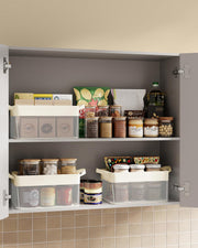 Set of 3 Small Cream White Fabric Storage Bins for Shelves and Closets by SONGMICS