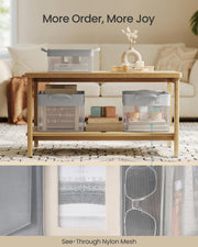 Set of 3 Cream White Fabric Storage Bins Medium 40x30x25 cm for Home Organization by SONGMICS