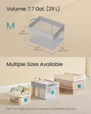 Set of 3 Cream White Fabric Storage Bins Medium 40x30x25 cm for Home Organization by SONGMICS