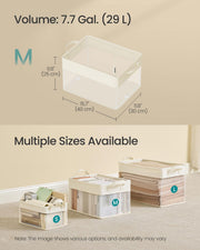 Set of 3 Cream White Fabric Storage Bins Medium 40x30x25 cm for Home Organization by SONGMICS