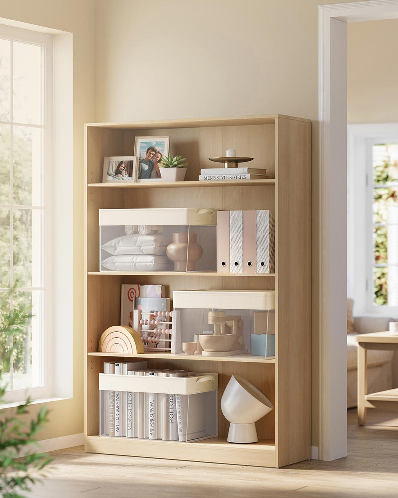 Set of 3 Large Cream White Fabric Storage Bins 50x30x30 cm Foldable Organizers by SONGMICS