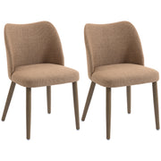 Dining Chairs with Padded Seat and Curved Backrest for Comfortable Family Meals Brown AOSOM