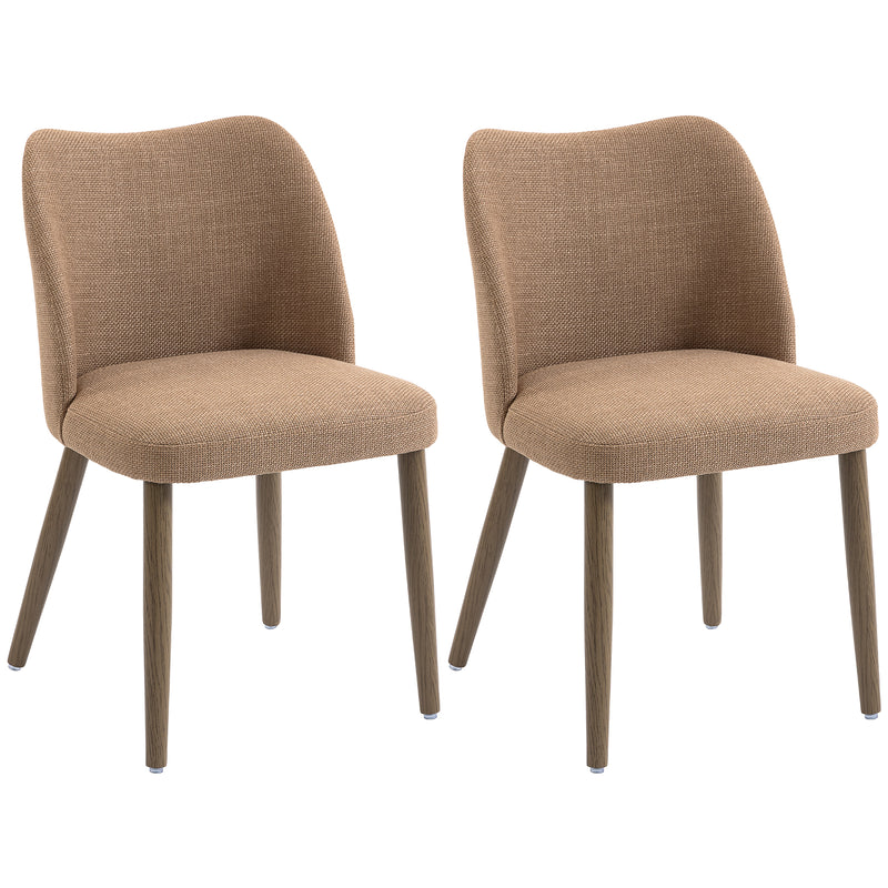 Dining Chairs with Padded Seat and Curved Backrest for Comfortable Family Meals Brown AOSOM