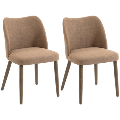 Dining Chairs with Padded Seat and Curved Backrest for Comfortable Family Meals Brown AOSOM