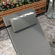 Set of 2 Grey Folding Sun Loungers with Adjustable Backrest and Pillows for Garden and Beach by Outsunny