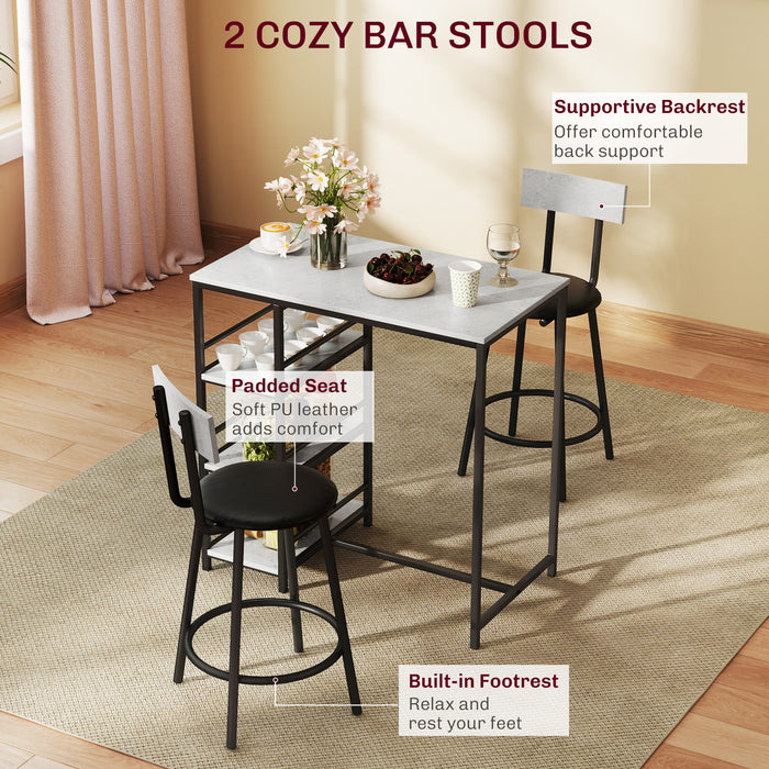 Three Piece Kitchen Dining Set with Shelves Grey and Black by HOMCOM