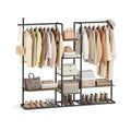 Clothes Rail with 6 Storage Shelves and 2 Hanging Rails in Walnut and Black by Songmics Home