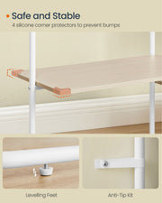 Freestanding Clothes Rail with 6 Shelves and 2 Hanging Rails Natural Beige and White by Songmics