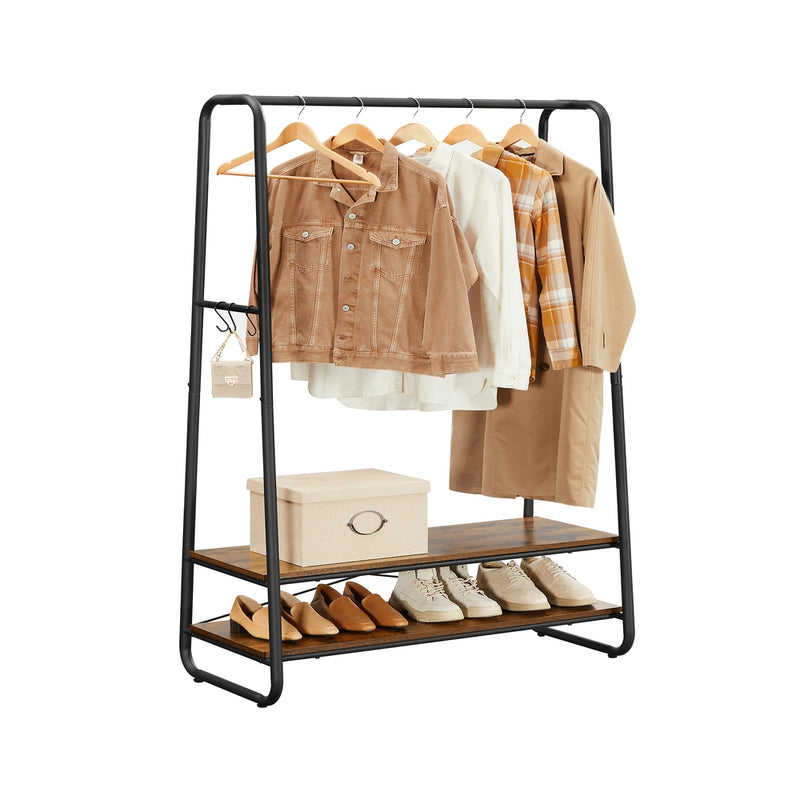 Industrial Clothes Rail with Shelves in Brown and Black for Bedroom or Hallway by Vasagle VASAGLE
