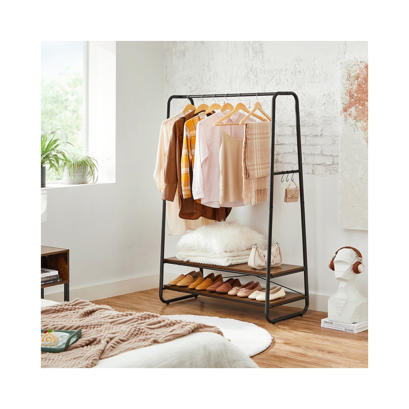 Industrial Clothes Rail with Shelves in Brown and Black for Bedroom or Hallway by Vasagle VASAGLE