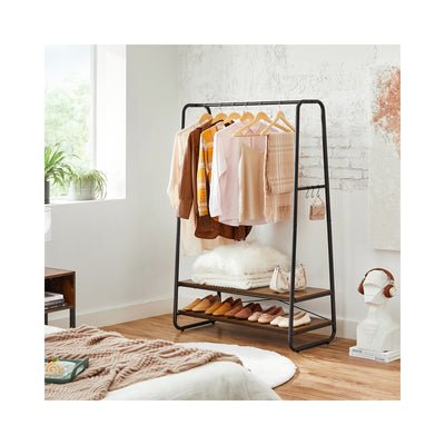 Industrial Clothes Rail with Shelves in Brown and Black for Bedroom or Hallway by Vasagle VASAGLE
