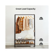 Industrial Clothes Rail with Shelves in Brown and Black for Bedroom or Hallway by Vasagle VASAGLE