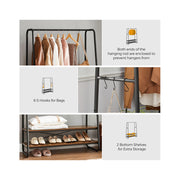 Industrial Clothes Rail with Shelves in Brown and Black for Bedroom or Hallway by Vasagle VASAGLE