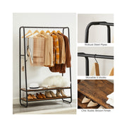 Industrial Clothes Rail with Shelves in Brown and Black for Bedroom or Hallway by Vasagle VASAGLE