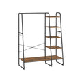 Rustic Brown Clothes Rail with Black Frame and Storage Shelves for Bedroom by Vasagle