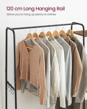 Rustic Brown Clothes Rail with Black Frame and Storage Shelves for Bedroom by Vasagle