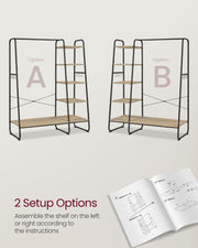 Turquoise Brown Clothes Rack with Matte Black Frame and Shoe Storage Shelf by Vasagle