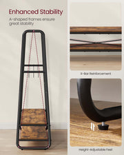 Rustic Brown and Black Clothes Rail with Two Shelves for Bedroom or Hallway by Vasagle
