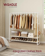 Freestanding Clothes Rail with Two Storage Shelves for Bedroom or Hallway by Vasagle