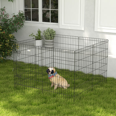 8 Panel Dog Playpen with Door for Indoor Outdoor Use 91cm High Ideal for Small Pets Black
