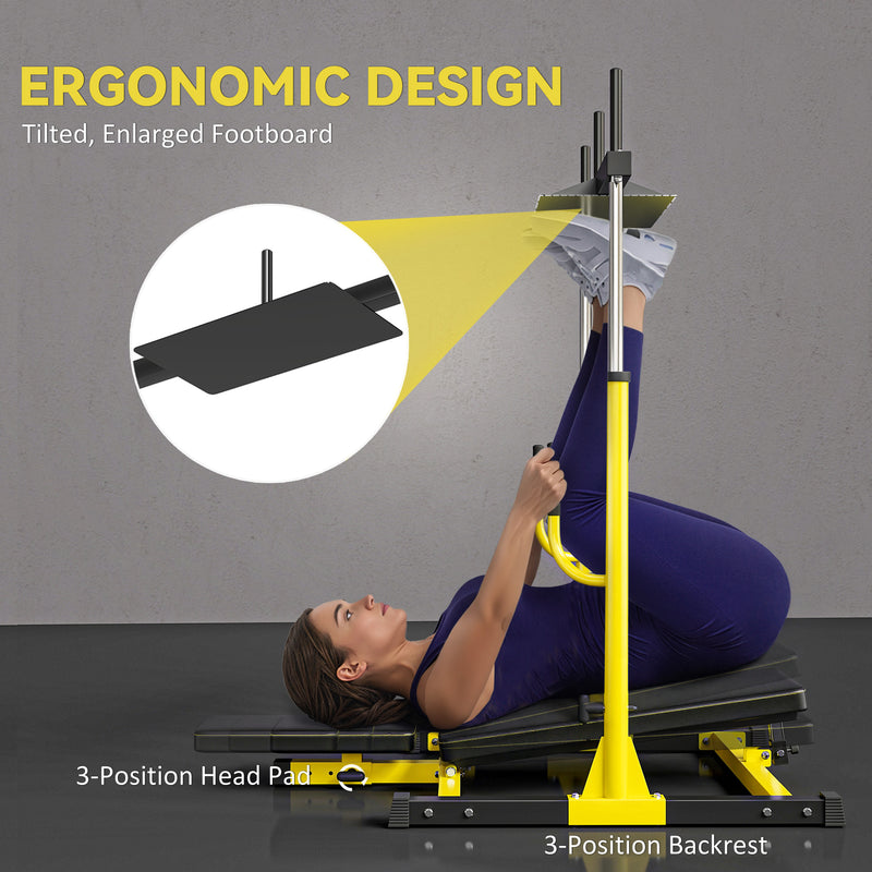Vertical Leg Press Machine with Adjustable Positions for Strength Training Yellow AOSOM