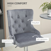 Set of 2 Adjustable Swivel Bar Stools with Tufted Back and Footrest for Home Bar Grey