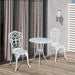 White 3 Piece Antique Garden Bistro Set Cast Aluminium with Umbrella Hole by Outsunny