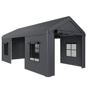 Carport with Full Weather Protection for Cars and Outdoor Storage 3 x 6 m Dark Grey Outsunny