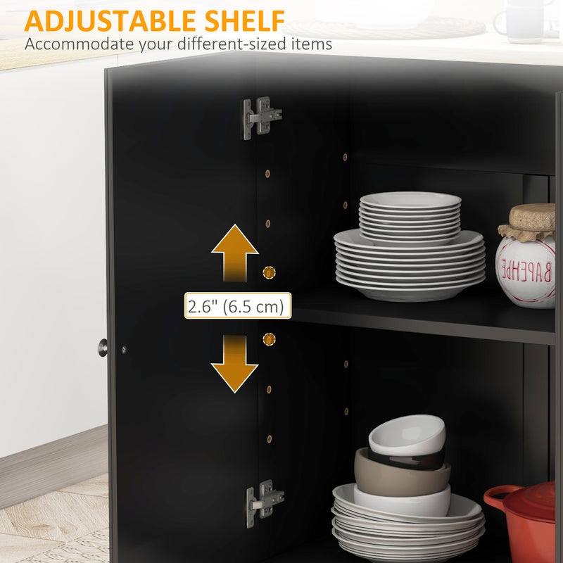 Kitchen Island with Drop-Leaf Tabletop and Storage Drawers for Extra Prep Space Black