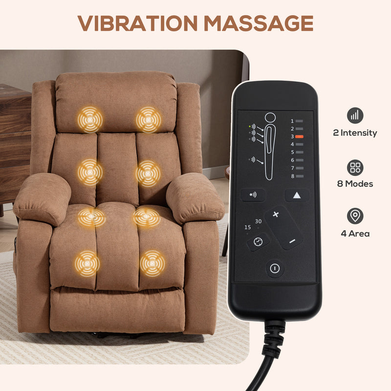 Electric Power Lift Recliner Chair with Massage and Footrest for Elderly Comfort Brown