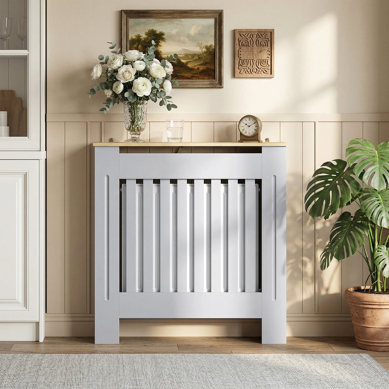 Radiator Cover with Shelf for Tidy Storage and Child Safety Grey Homcom