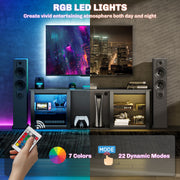 Black 65 Inch TV Stand with LED Lights and Storage by HOMCOM