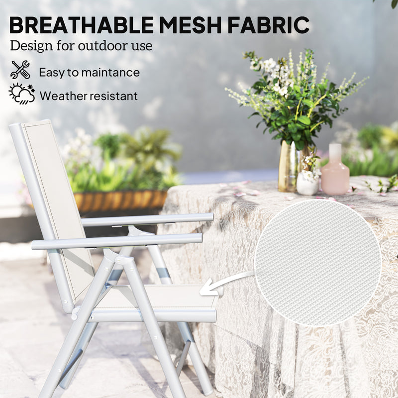 Set of Two Light Grey Aluminium Folding Chairs for Outdoor Use by Outsunny