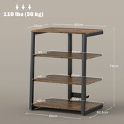 HiFi Storage Stand with Four Open Shelves Ideal for Media and Living Rooms, Rustic Brown