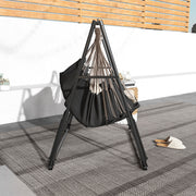 Black Foldable Hammock with Metal Frame and Carry Bag for Garden or Patio Use 120kg Load