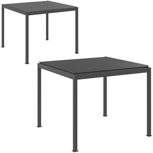 3 x 3m Aluminium Pergola with LED Lights Adjustable Electric Louvered Roof and Drainage by Outsunny