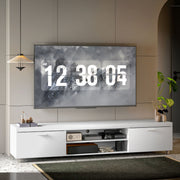 White Modern TV Unit Cabinet for TVs up to 90 Inch with Storage Shelves by HOMCOM