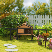 Wooden Rabbit Hutch with Steel Run and Removable Tray for Guinea Pigs by PawHut