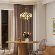 Four Bulb Crystal Chandelier Light Fixture Adds Elegance To Dining Room or Lounge Gold