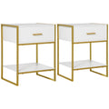 Set of 2 Modern Bedside Tables with Drawer and Shelf Ideal for Bedroom Storage White