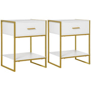 Set of 2 Modern Bedside Tables with Drawer and Shelf Ideal for Bedroom Storage White
