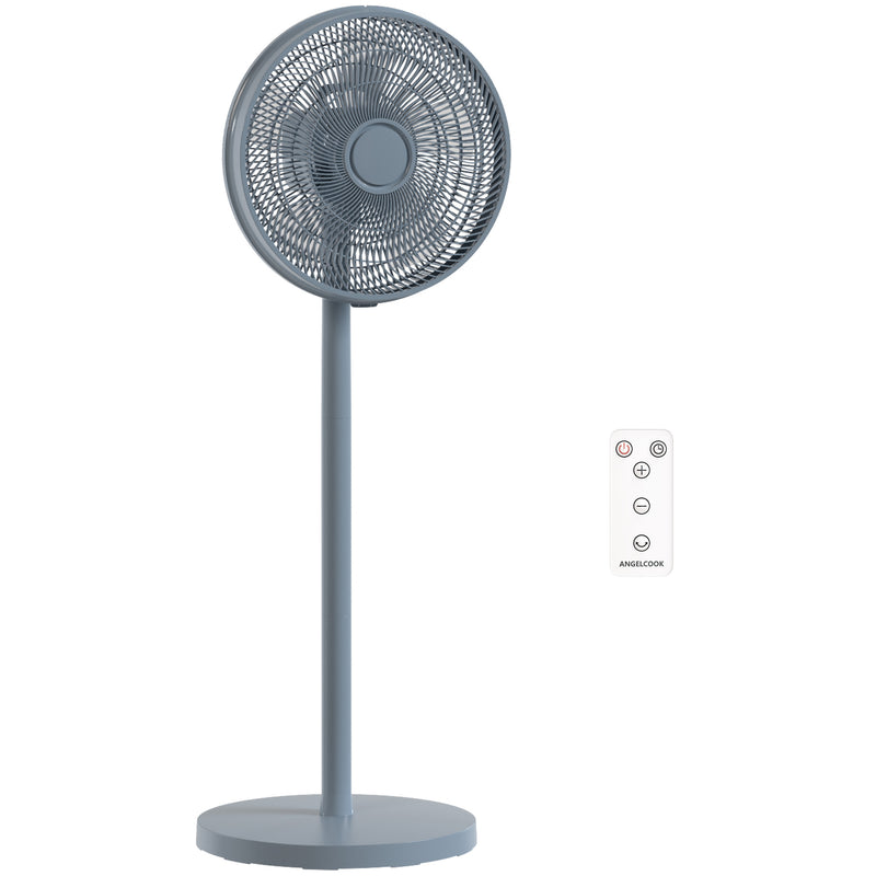 Pedestal Fan with Remote Control and Timer for Quiet Whole Room Cooling Grey AOSOM