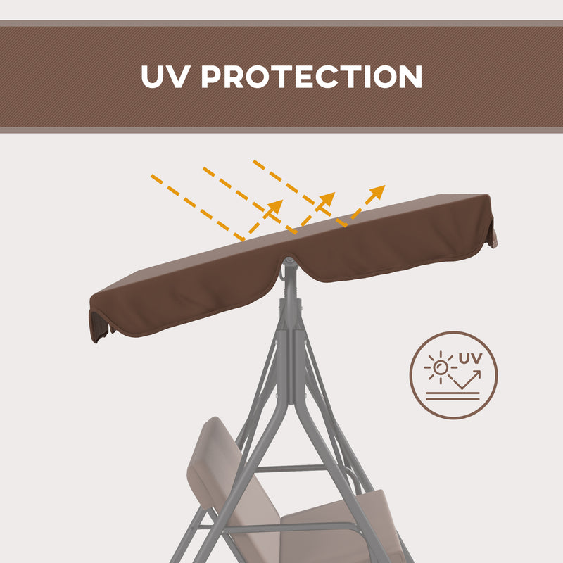 3 Seater Garden Swing Chair with Adjustable Canopy and Cushions for Outdoor Relaxing Brown