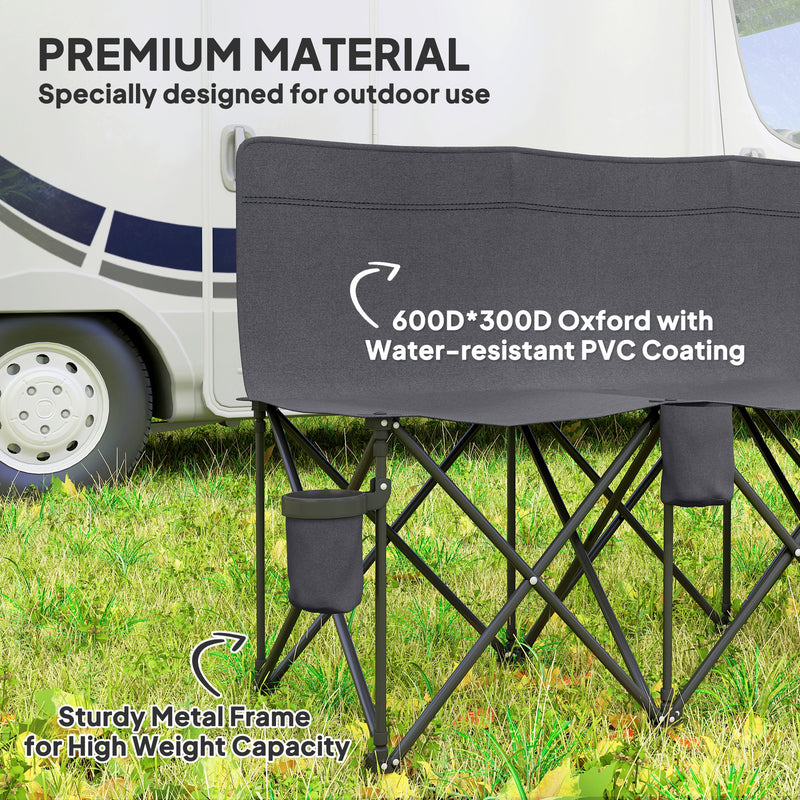Folding 6 Seater Outdoor Bench for Instant Group Seating with Carry Case Charcoal Grey
