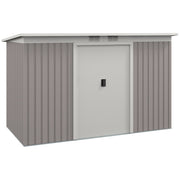 Light Grey 9x4ft Metal Garden Storage Shed With Vents Ideal For Tools And Equipment