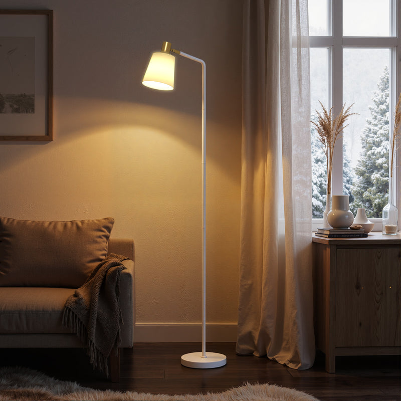 LED Floor Lamp with Adjustable Brightness and Direction for Reading or Relaxing White
