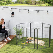 8 Panel Heavy Duty Dog Playpen with Door for Large Dogs 100cm High Indoor Outdoor by PawHut