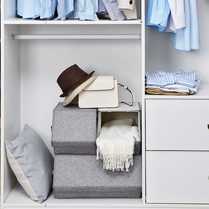 Set of 3 Stackable Storage Boxes with Lids for Home Organisation and Storage by Songmics