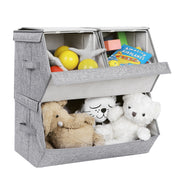 Set of 3 Stackable Storage Boxes with Lids for Home Organisation and Storage by Songmics